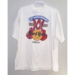 Vintage HARD ROCK CAFE London 1971-1991 white 100% cotton T Shirt Adult size XL